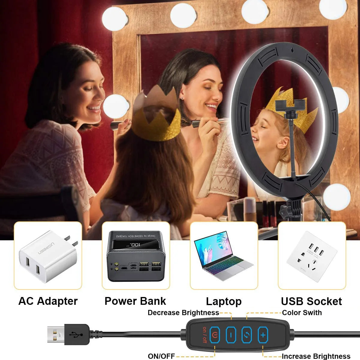 26cm Dimmable LED Ring Light with Tripod