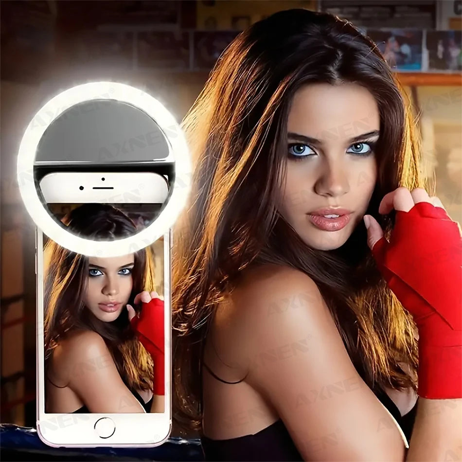 Mini LED Ring Selfie Light Clip Mobile