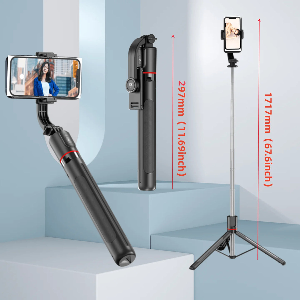 Wireless Bluetooth Selfie Stick 1.7M