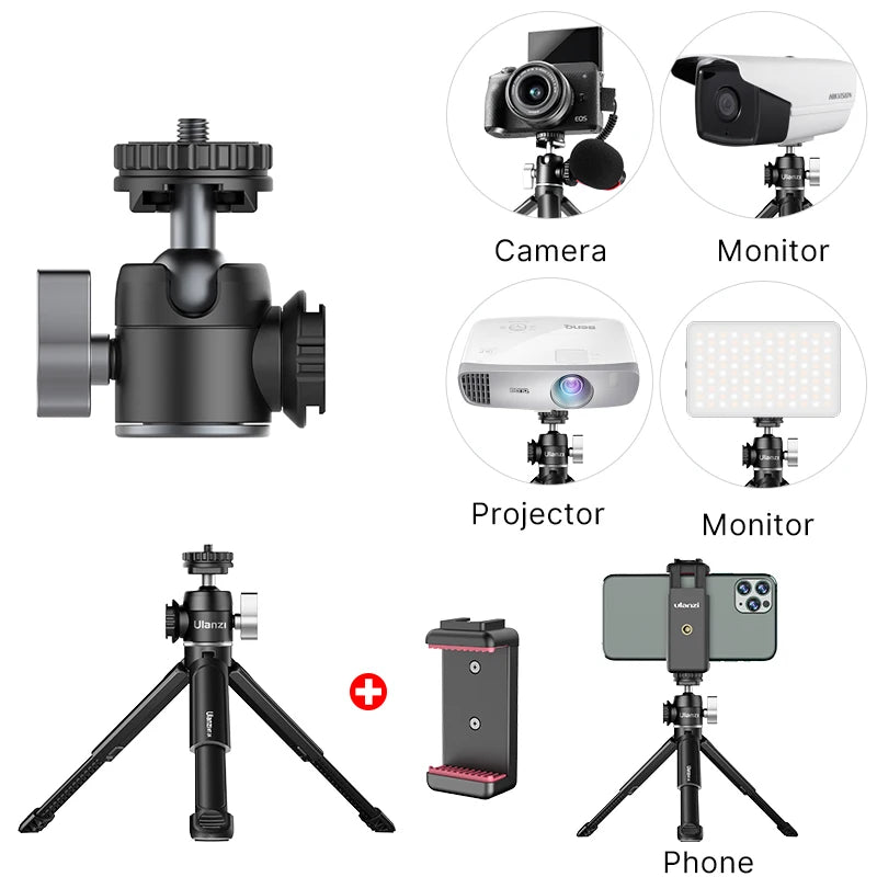 360° Ball Head & Cold Shoe Selfie Stick
