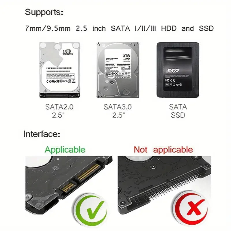 Transparent 2.5" HDD SSD Enclosure