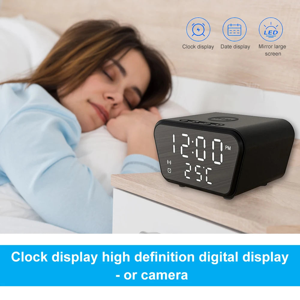 1080P Wireless Charger Clock Camera