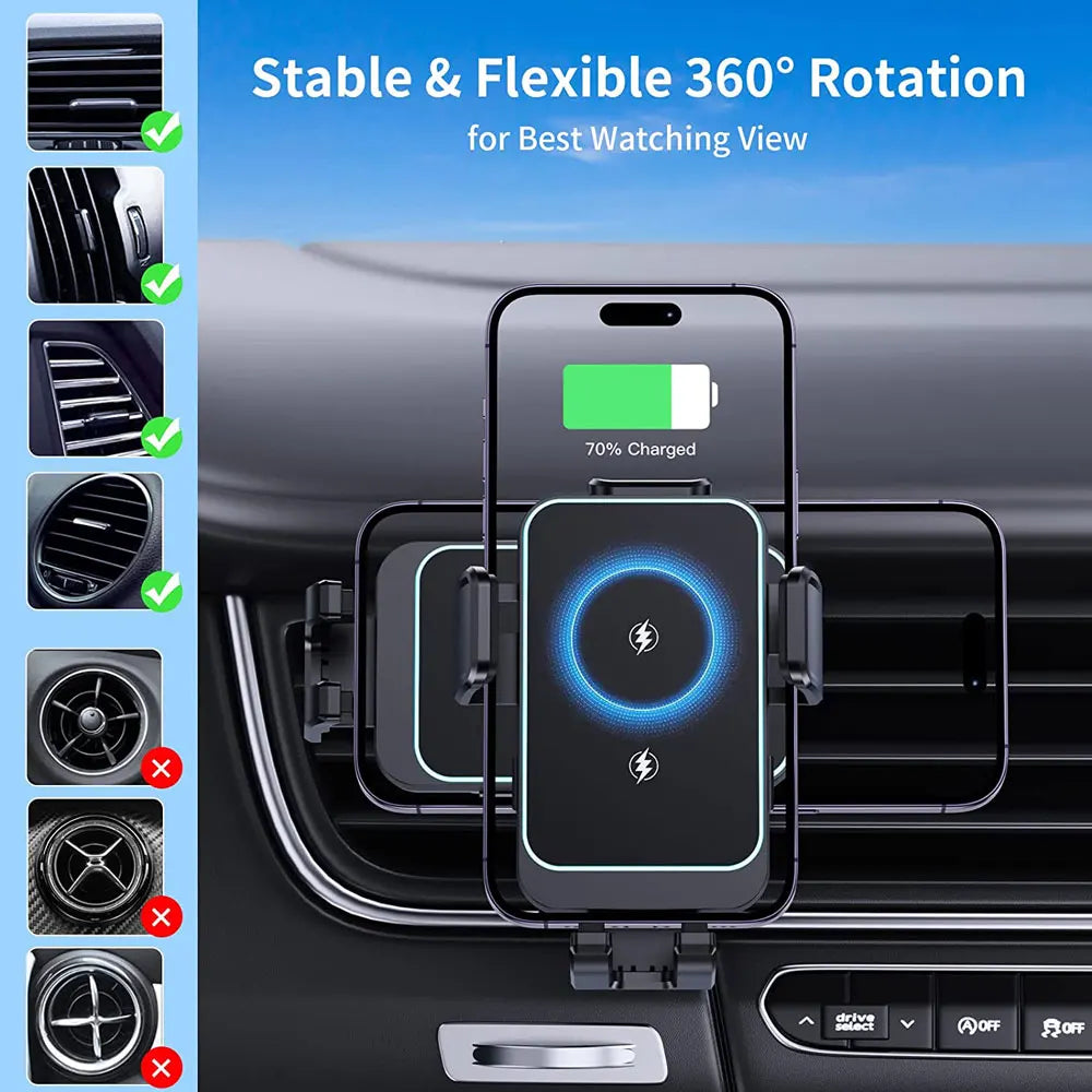 15W Dual Coil Wireless Car Charger