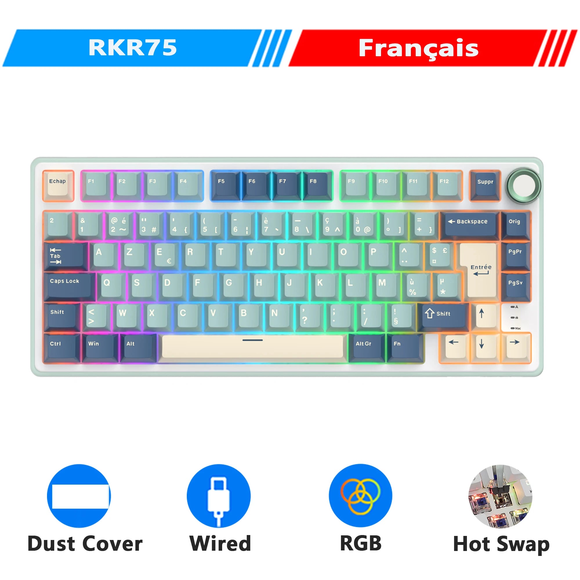 R75 RGB Hot-Swappable Gaming Keyboard