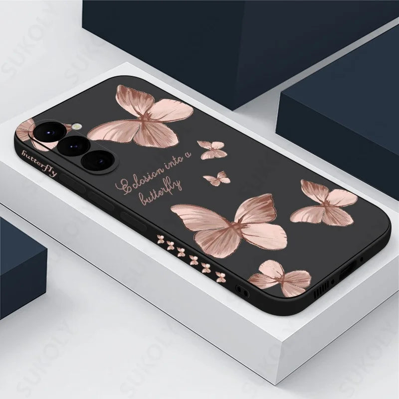 Butterfly Pattern Hand Lanyard Case Galaxy S25