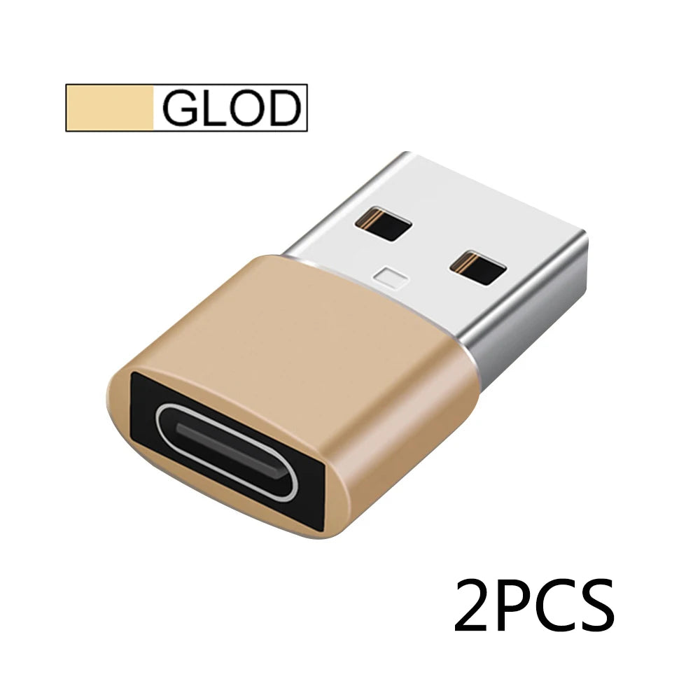 2Pcs USB to Type-C OTG Adapter