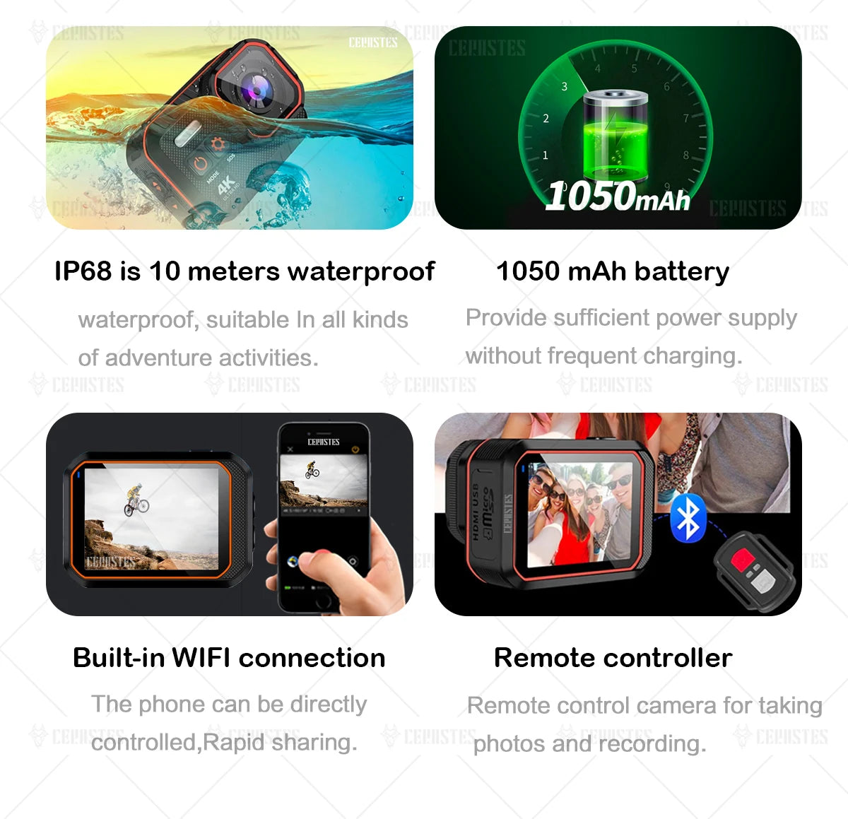4K60FPS Waterproof Sports Action Camera