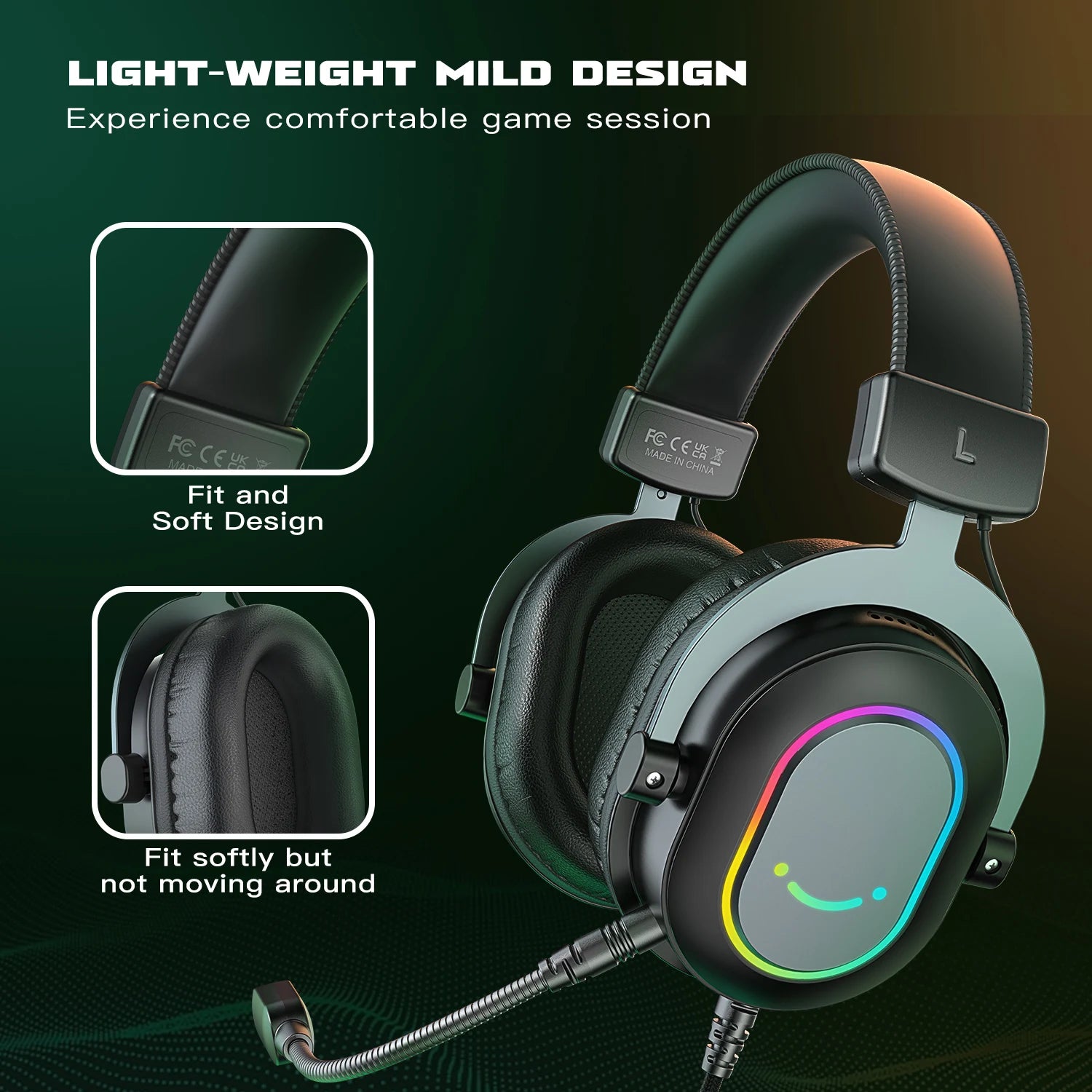 7.1 Surround Sound RGB Headphone with Mic