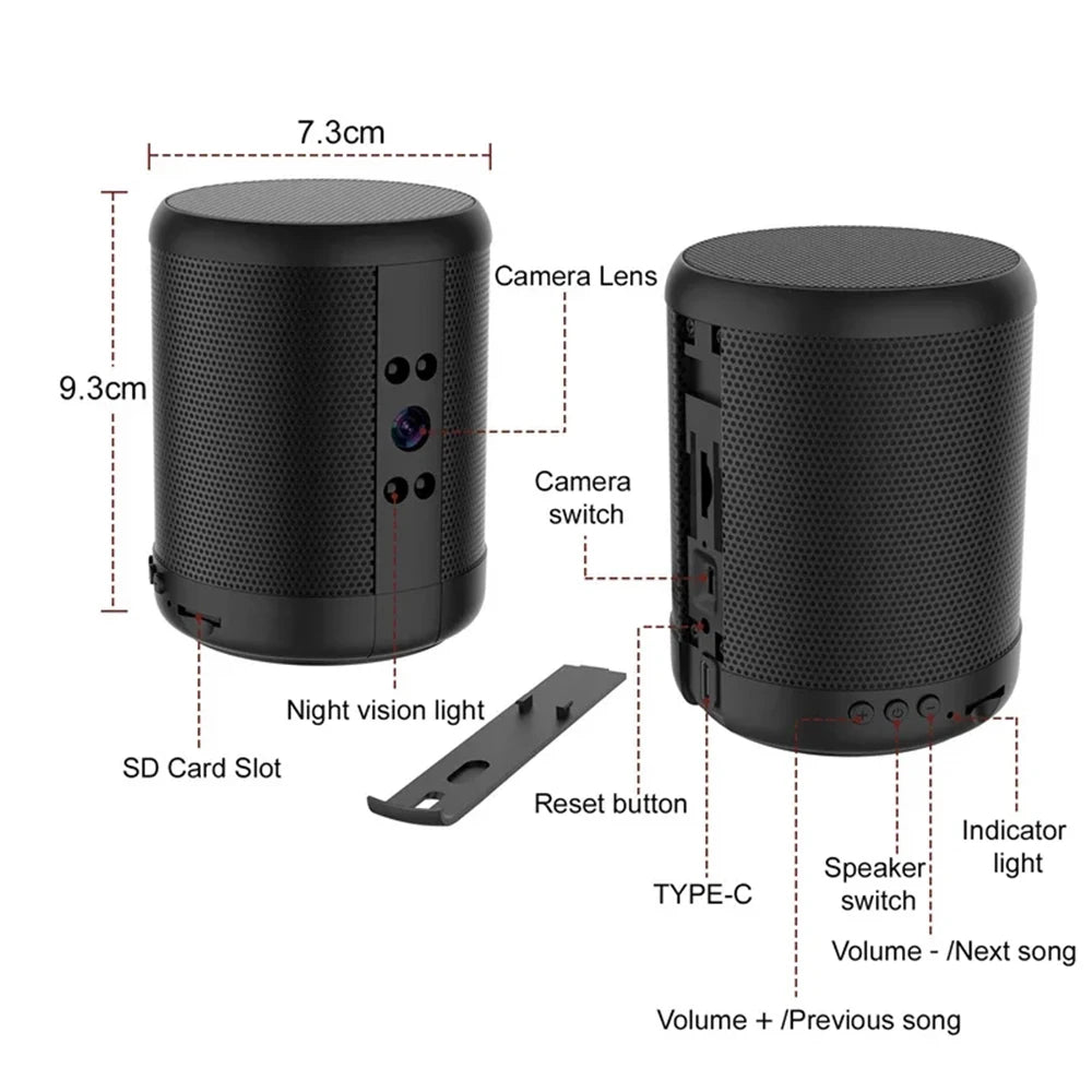 Mini 1080P Bluetooth Speaker Home Spy Camera