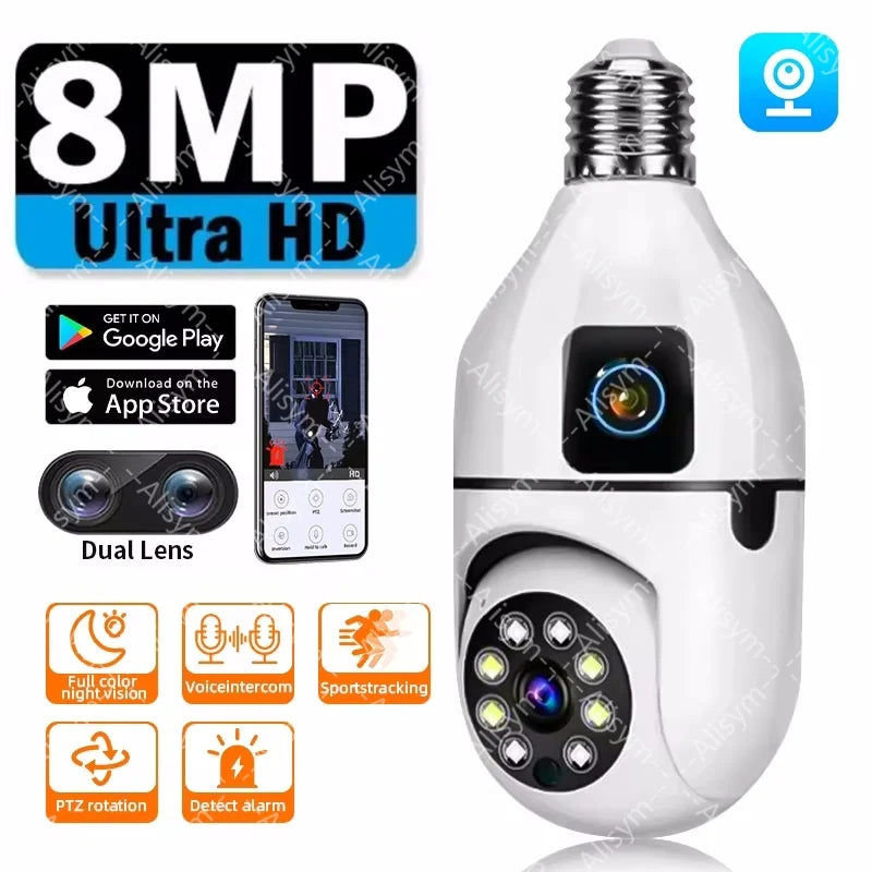 8MP Night Vision Bulb Security Camera