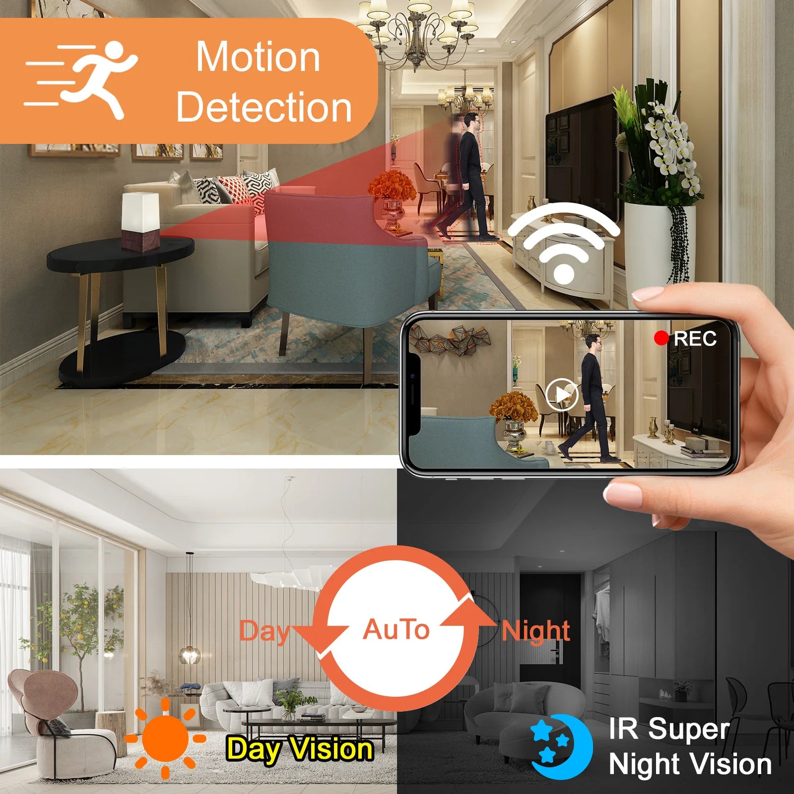 4K Wireless RGB Night Light Spy Camera
