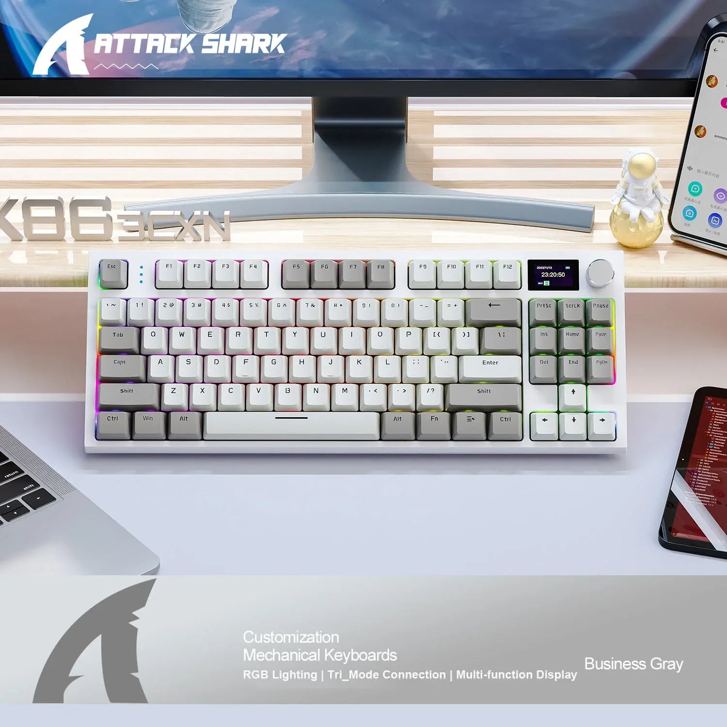 Tri-Mode Mechanical Keyboard with Screen