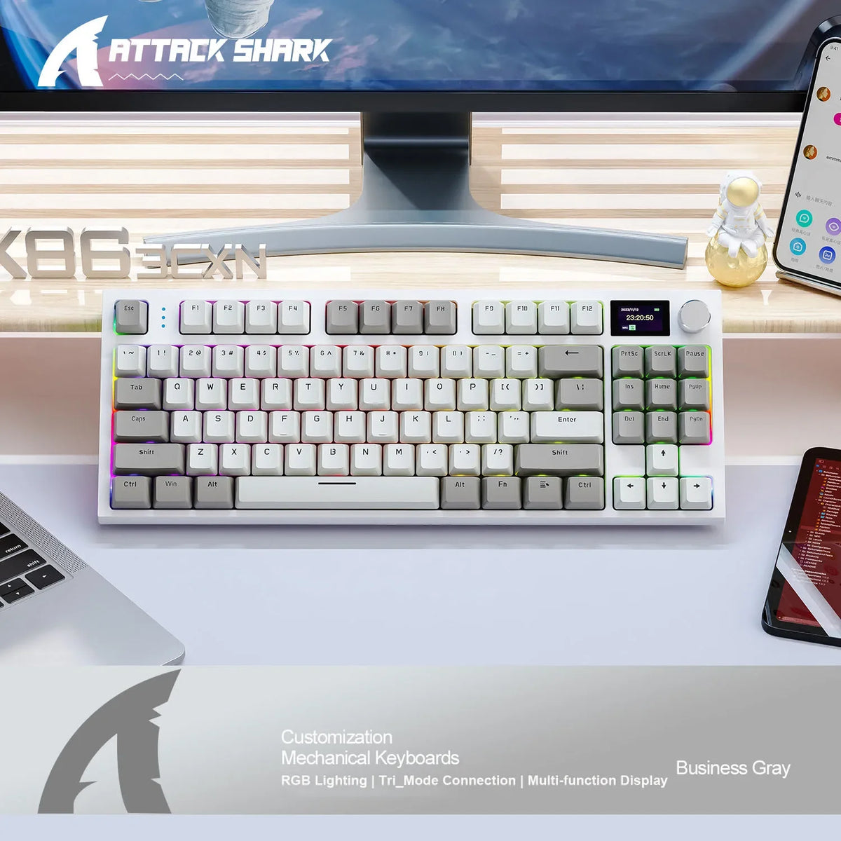 Tri-Mode Mechanical Keyboard with Screen