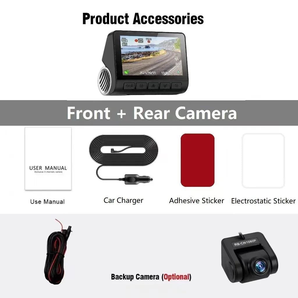 4K Dual Dashcam with GPS & WiFi