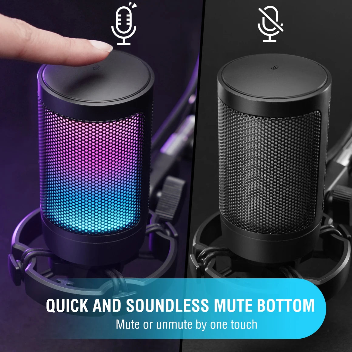 USB Condenser Gaming Microphone with Pop Filter