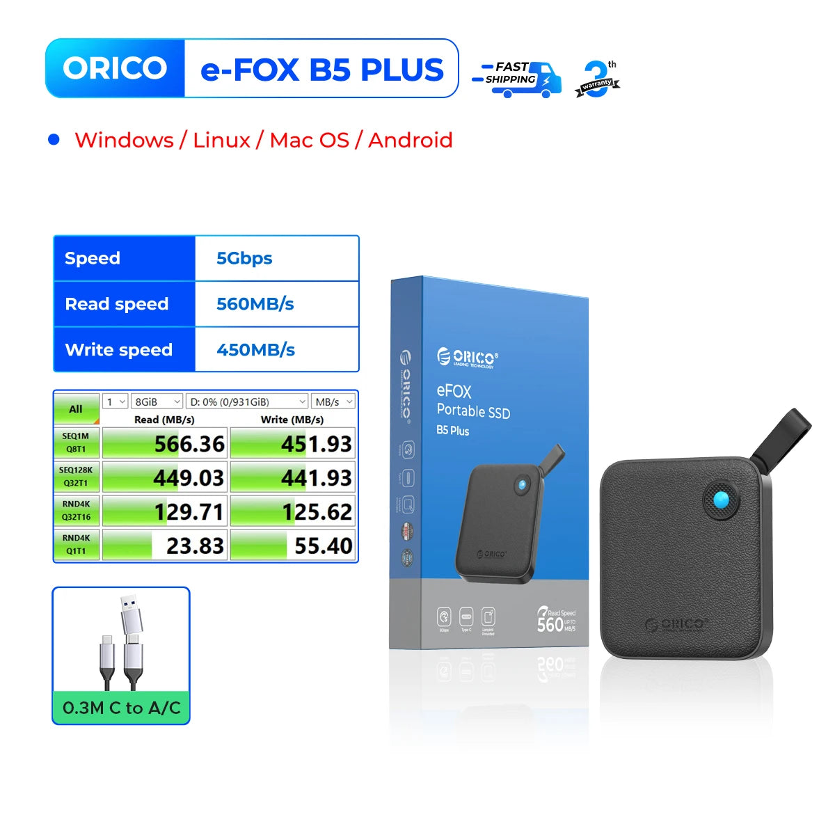 Portable USB 3.2 Gen2 External SSD
