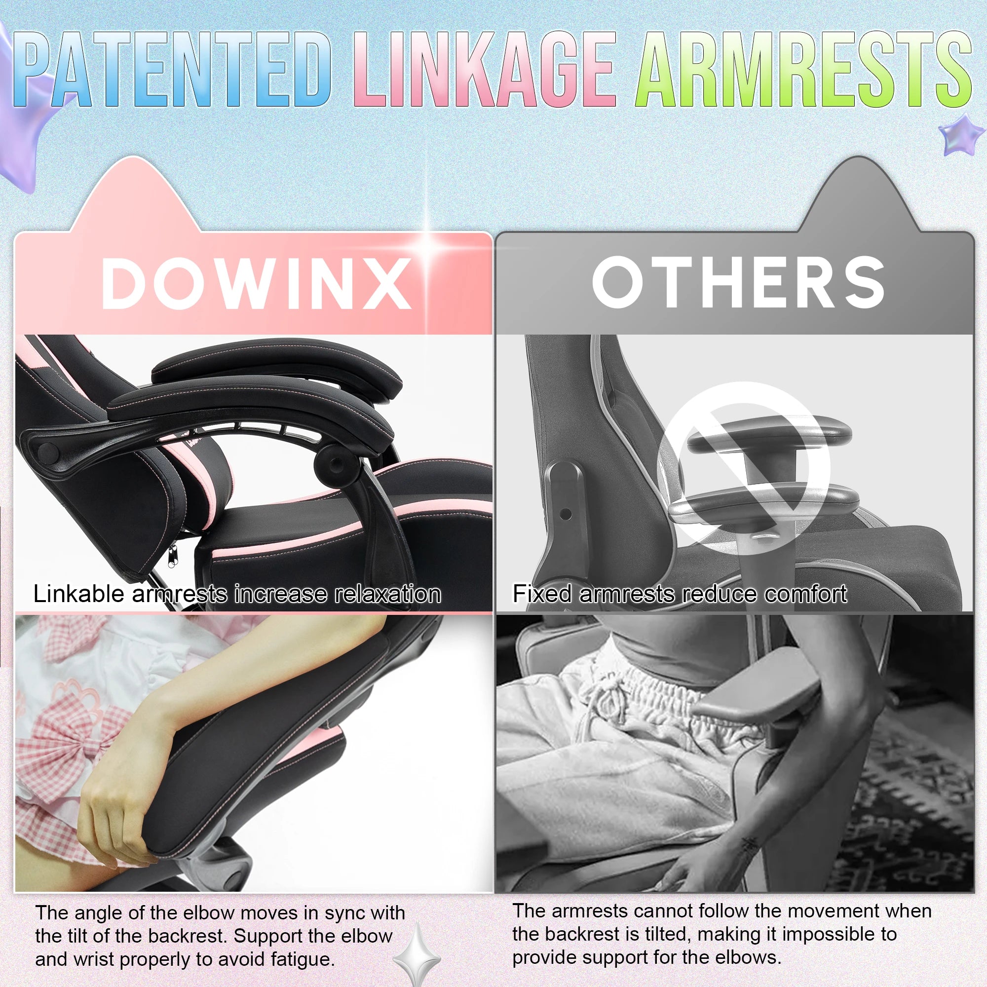 Cat Ears Gaming Chair with Massage