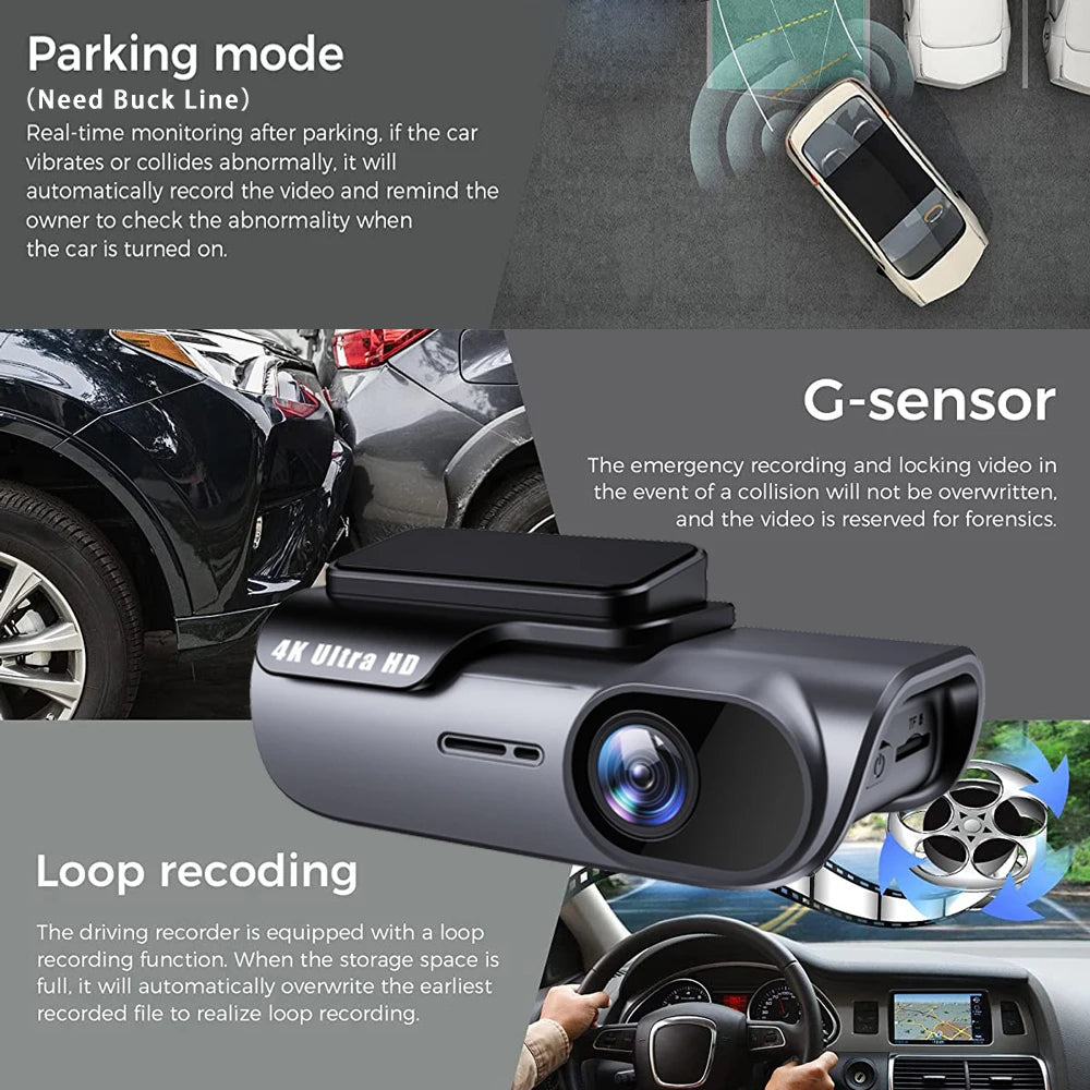4K Dash Car Cam with WiFi & Night Vision