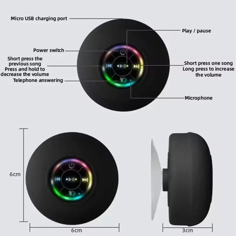 Portable LED suction Cup Mini Bluetooth speaker