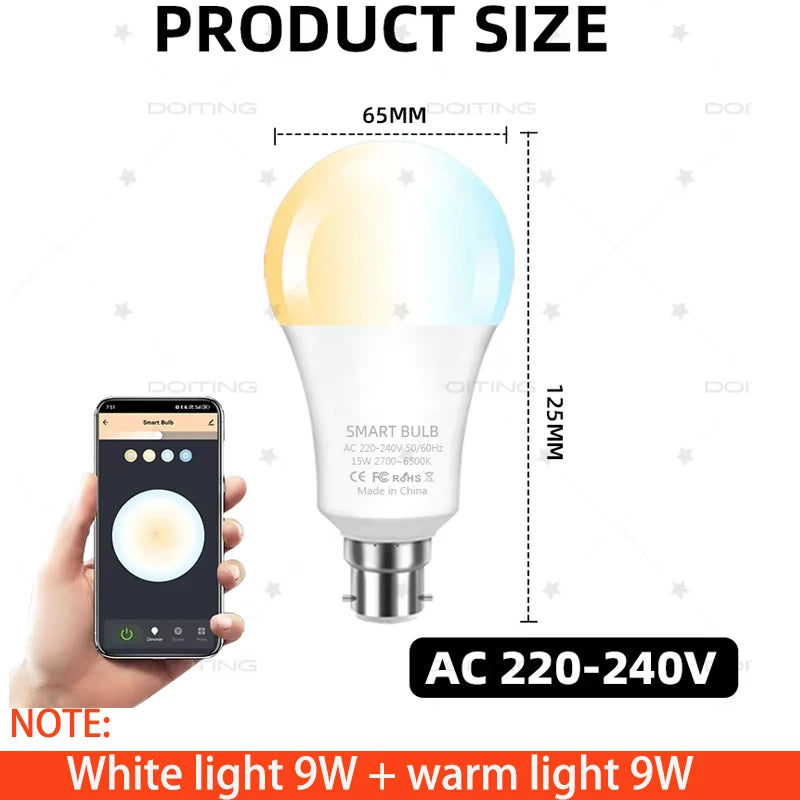 220V Wi-Fi Smart B22 LED Bulb