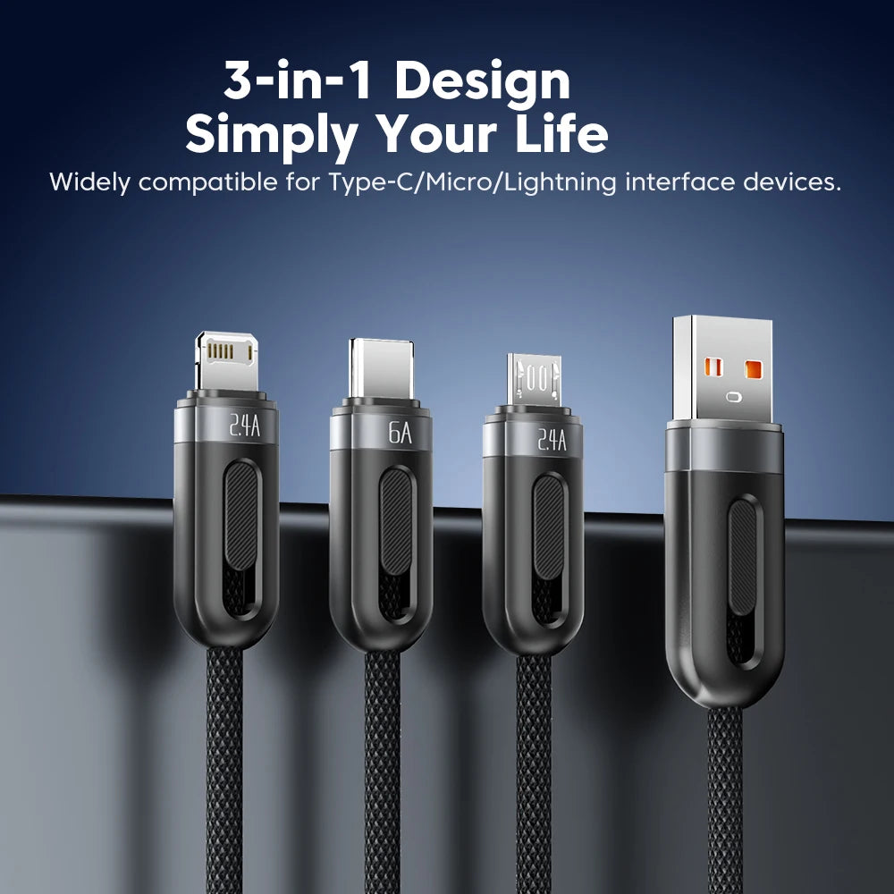 66W 3-in-1 Fast Charging Cable