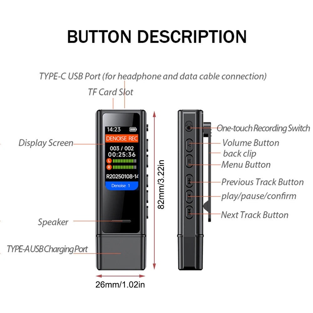 Pocket USB Voice Activated Recorder with MP3 Player