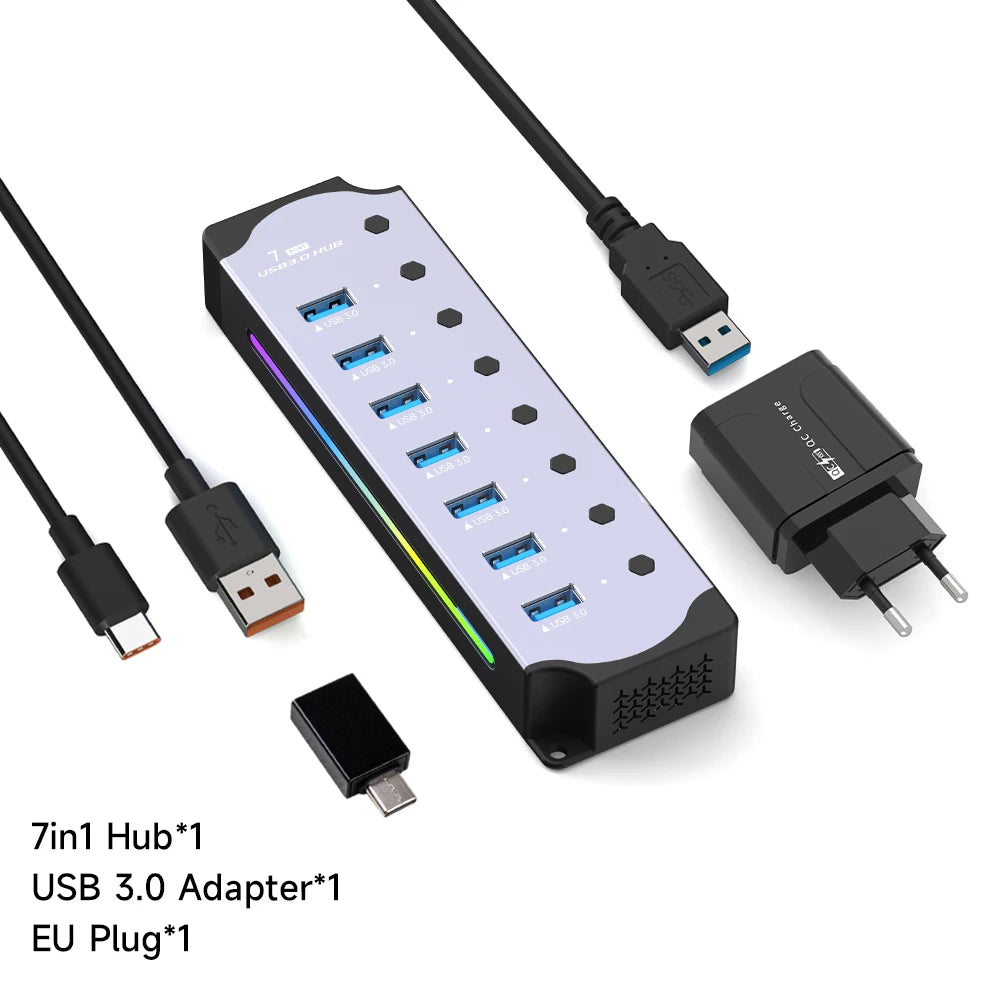 10-in-1 RGB Powered USB Hub