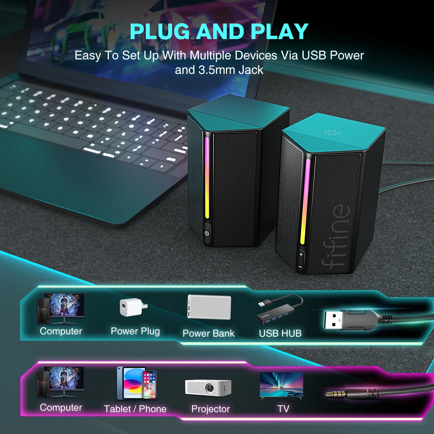 Gaming USB RGB Stereo Sound Box