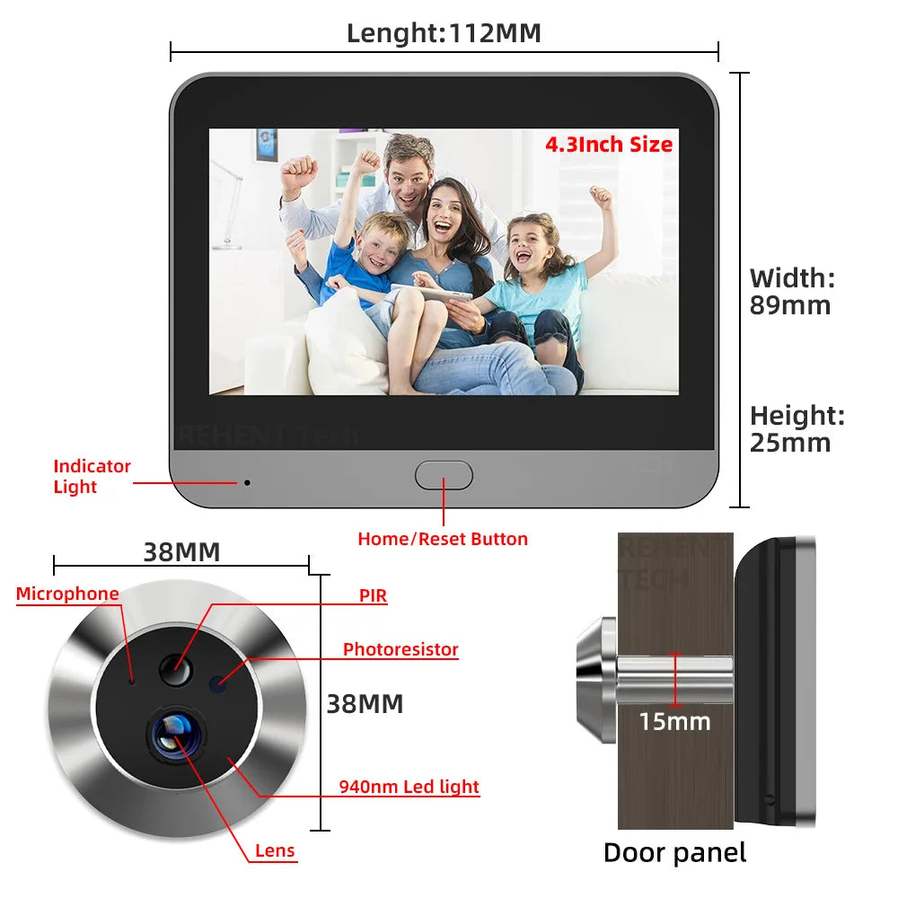 140° Angle 3MP Wide-Angle Smart Door Viewer