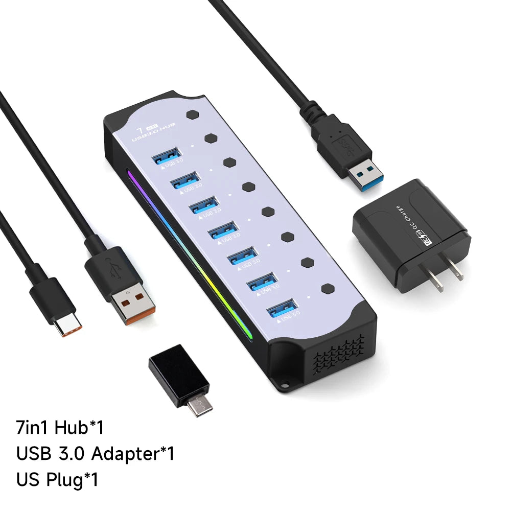 10-in-1 RGB Powered USB Hub