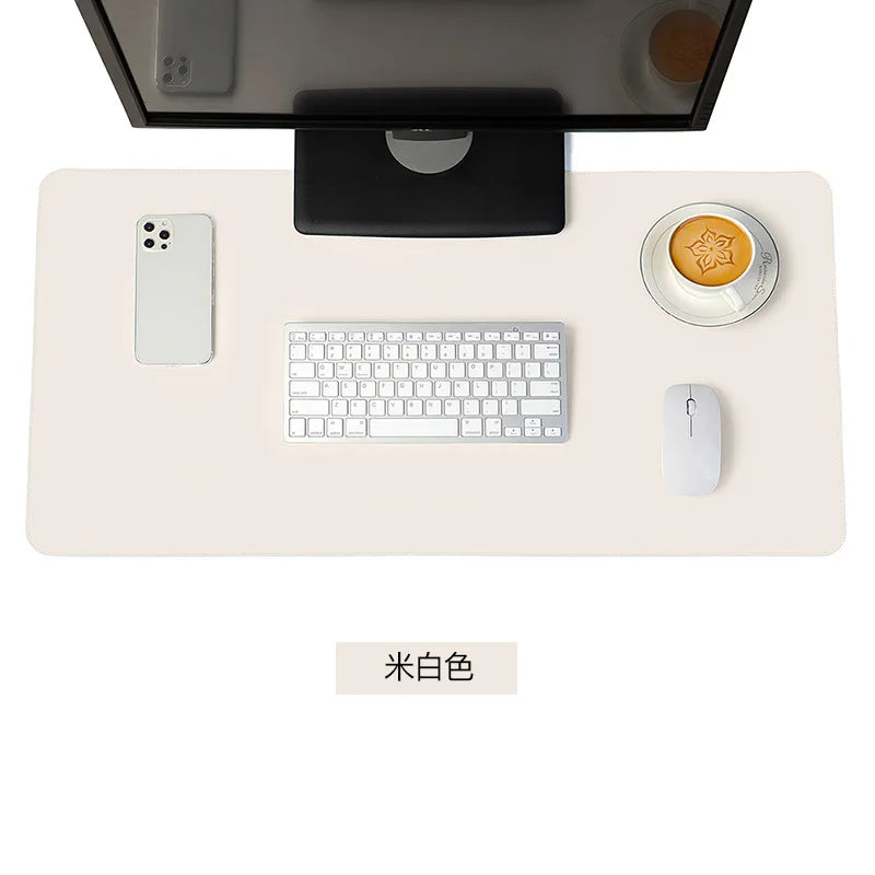 Large White PU Leather Gaming Mousepad