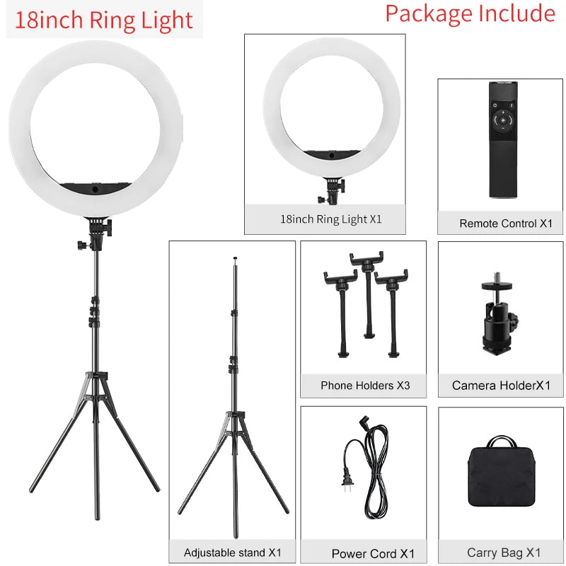 18 Inch Ring Light with Tripod Stand 3000-5800K
