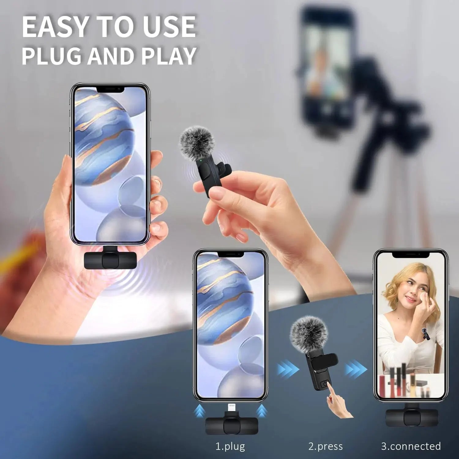 Mini Wireless Lavalier Recording Mic Black