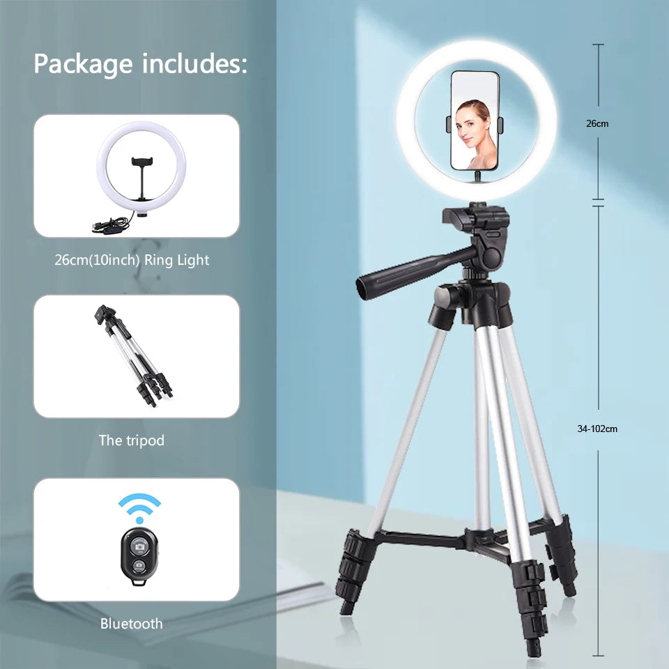 26cm LED Ring Light with Tripod Stand