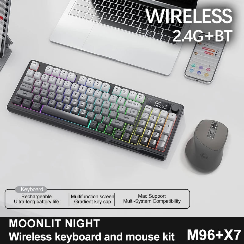 Ergonomic Dual-Mode Keyboard with Screen