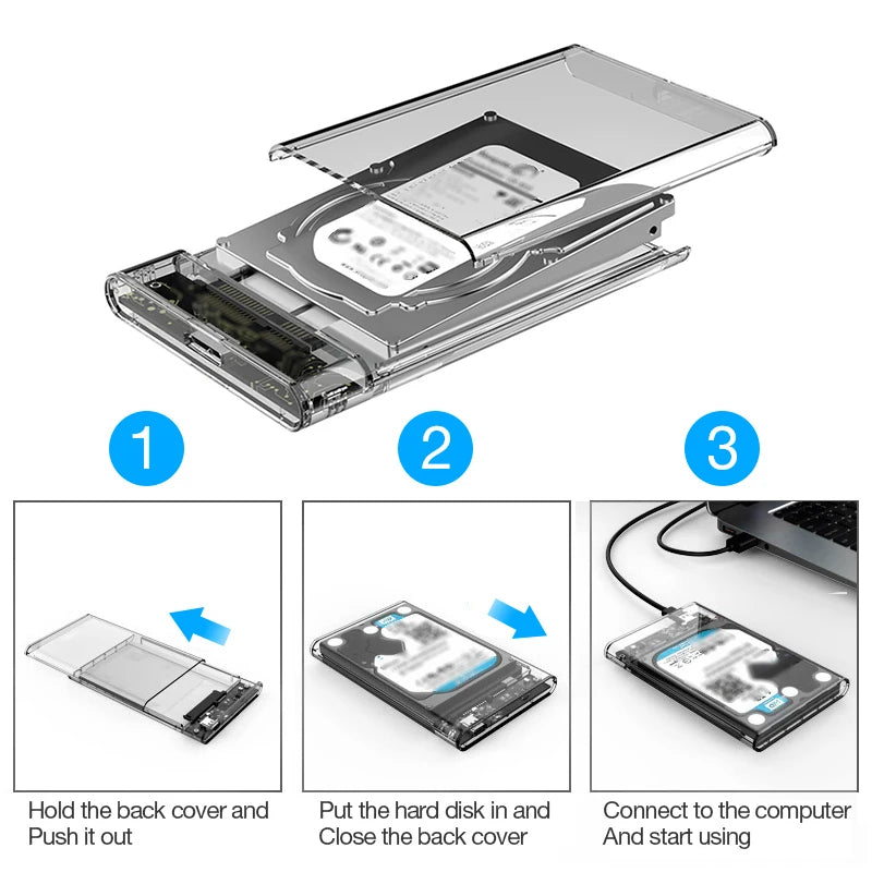 Transparent 2.5" HDD SSD Enclosure