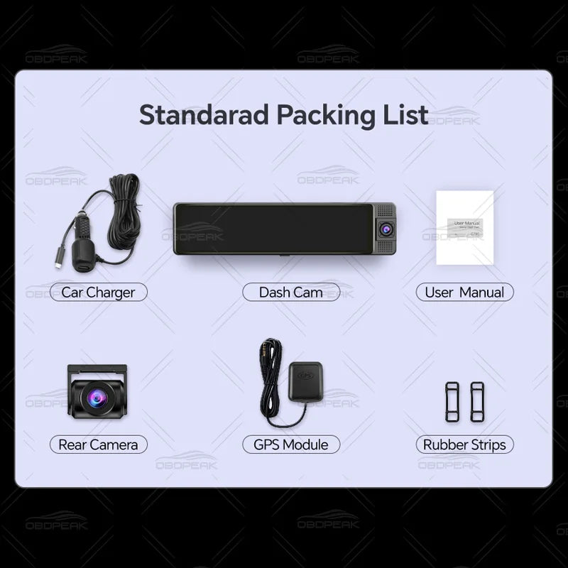 11.26" 3-Camera 4K+1080P Car DVR Cam