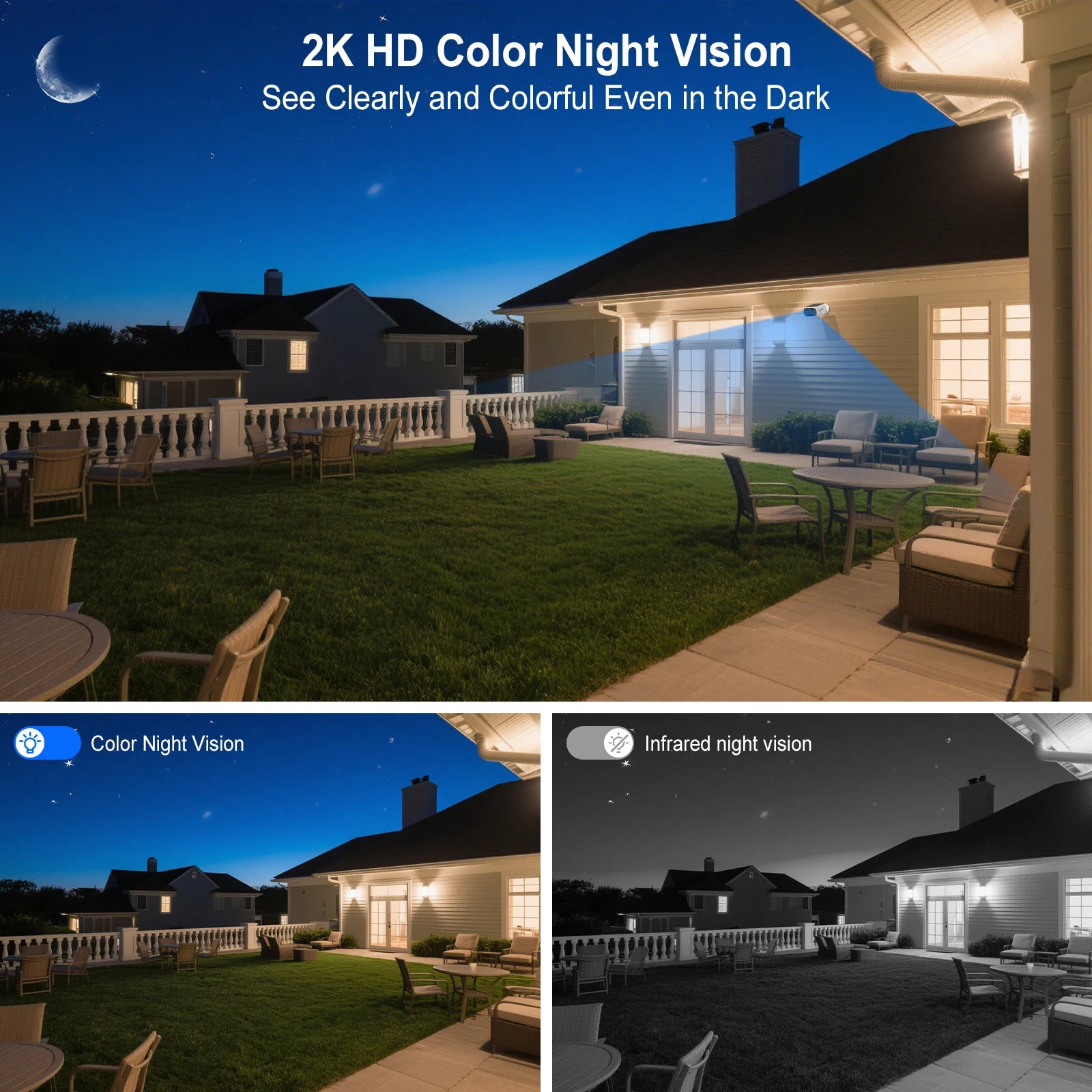 2K Wireless Solar Outdoor Surveillance Camera