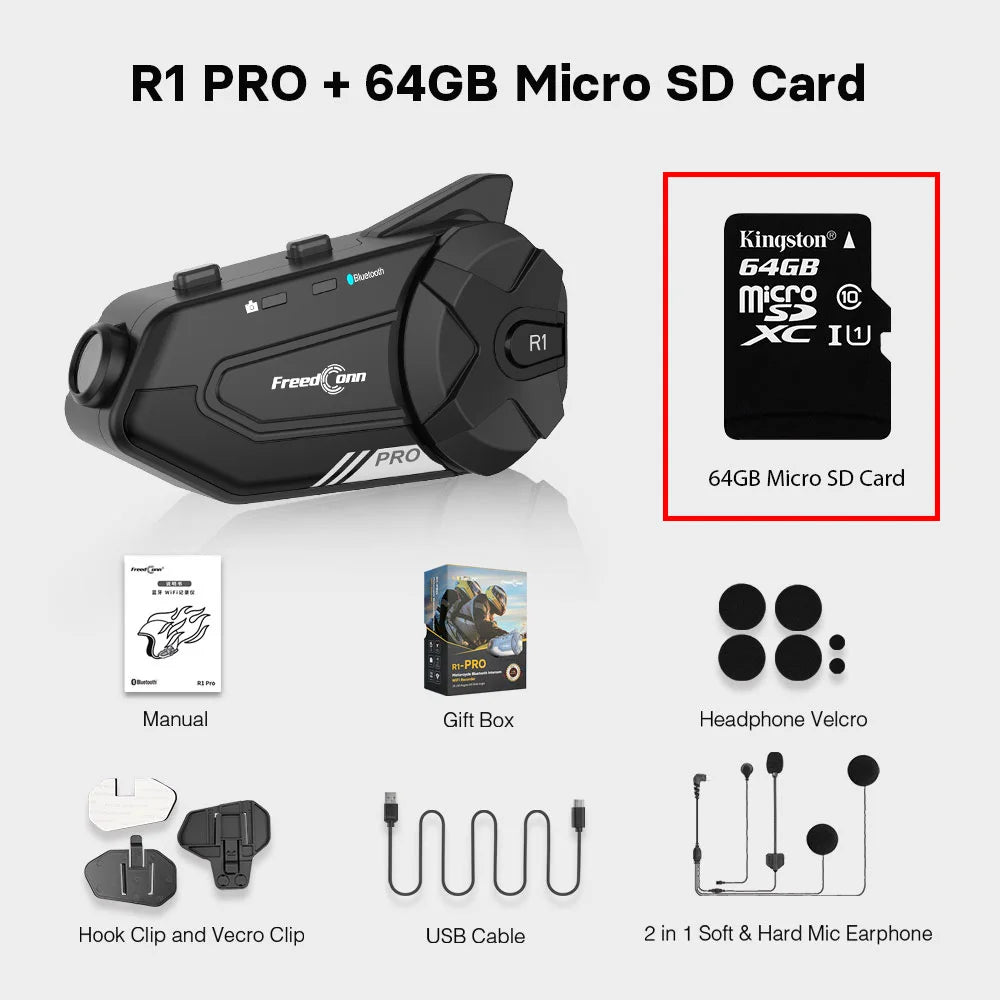 Bluetooth Motorcycle Intercom DVR Cam
