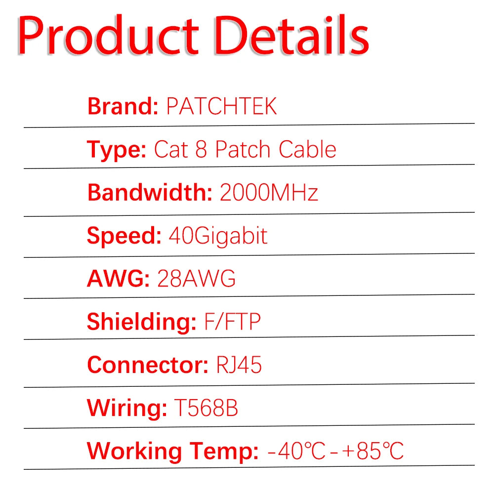 40Gbps Cat8 Gaming Ethernet Cable