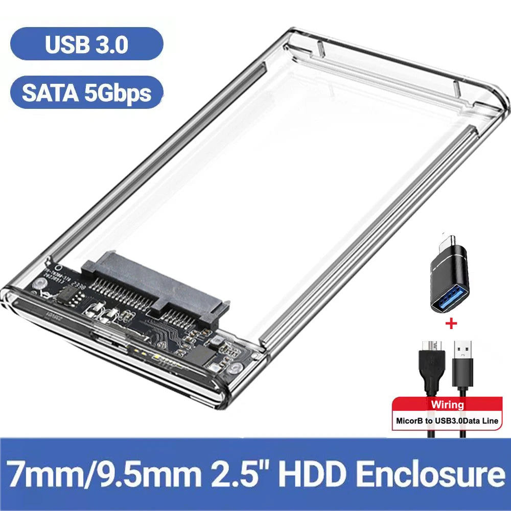 Transparent 2.5" HDD SSD Enclosure