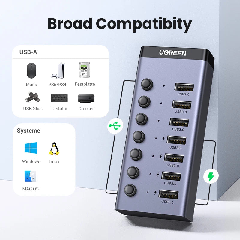 7-Port USB 3.0 Splitter with Switch