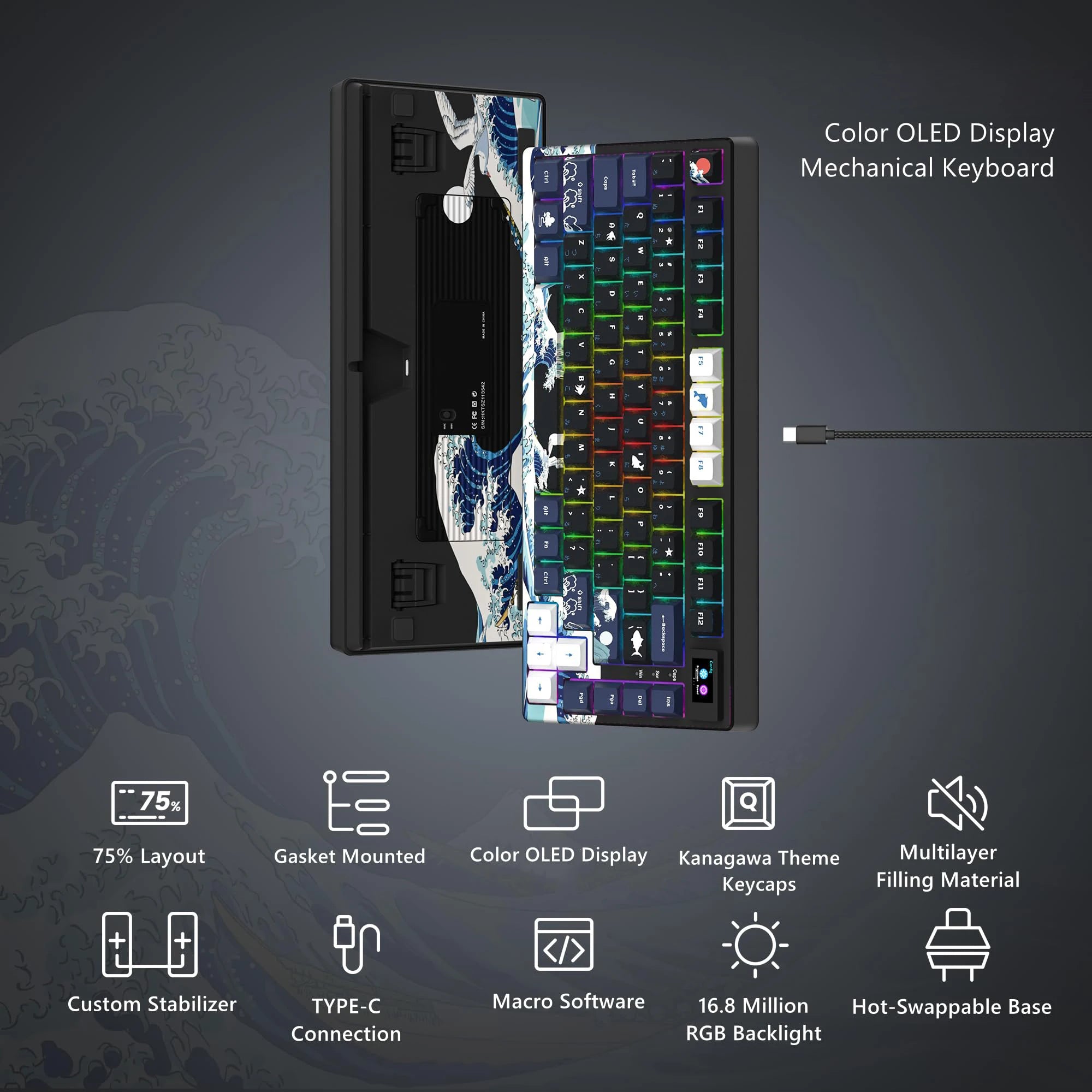 RGB Hot-Swappable Keyboard with OLED
