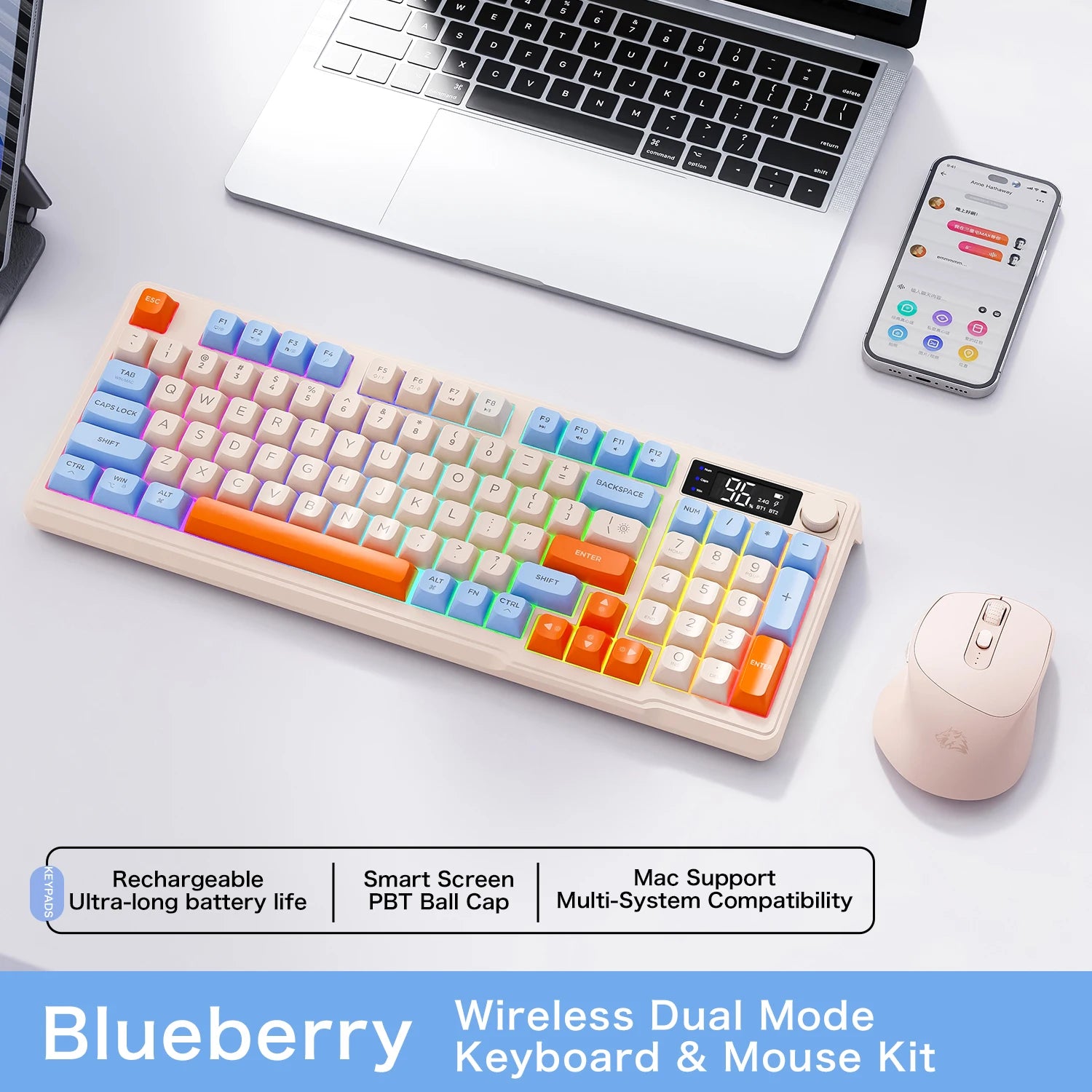 Ergonomic Dual-Mode Keyboard with Screen