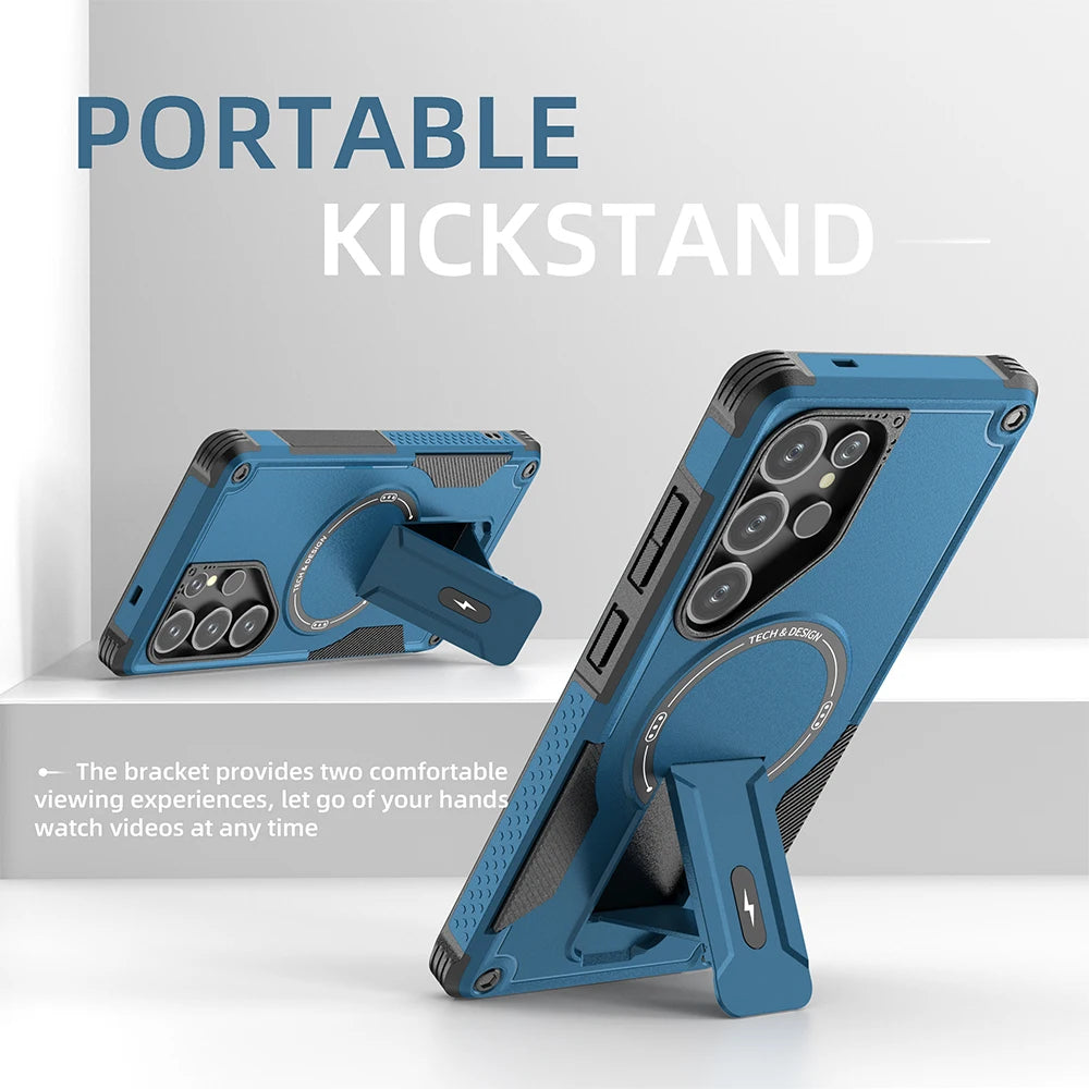 Fold Stand Holder Magnetic Armor Case For Samsung S25