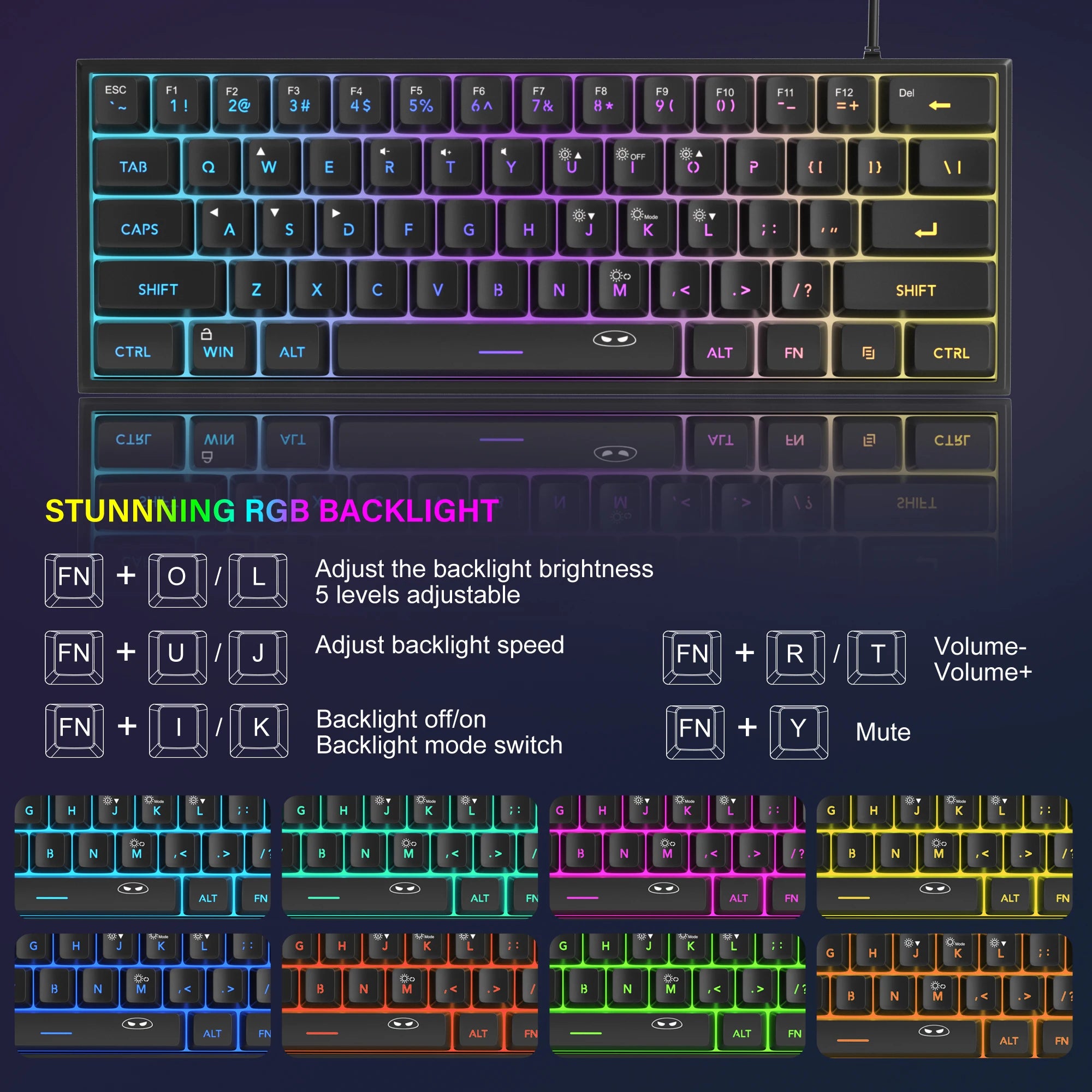 Mini 60% RGB Gaming Keyboard