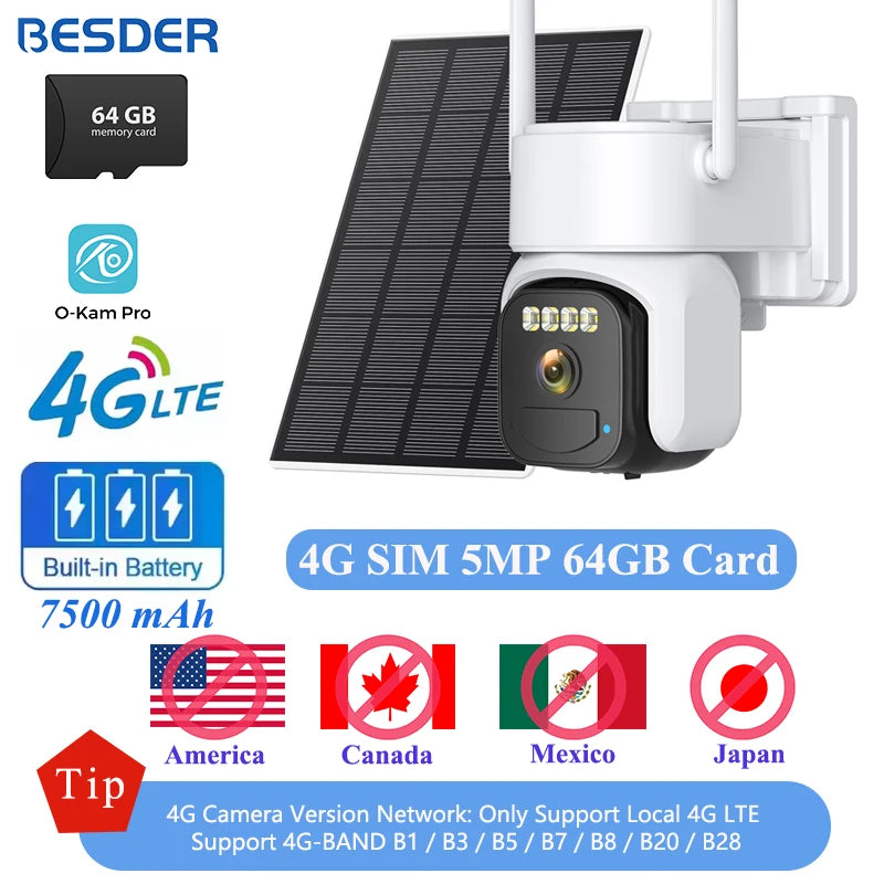 5MP Solar 4G PIR Security Camera