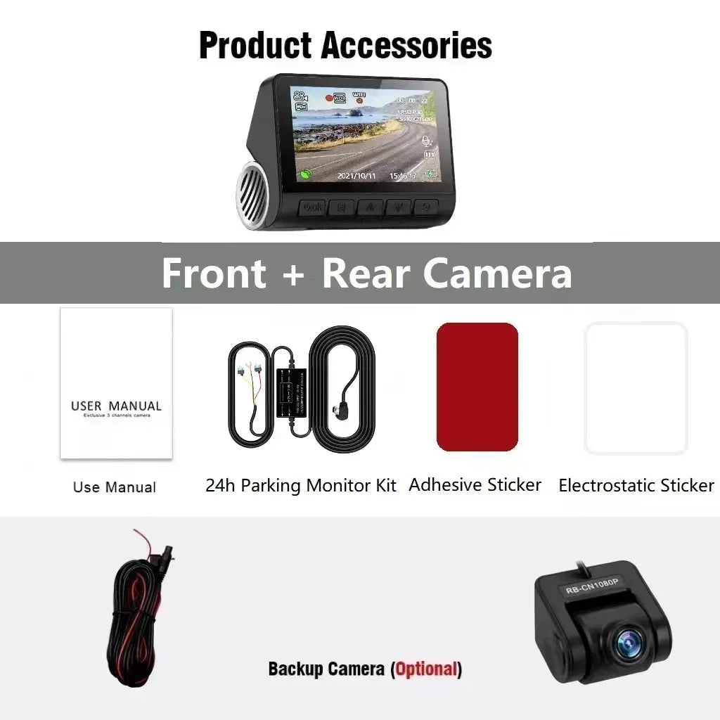 4K Dual Dashcam with GPS & WiFi
