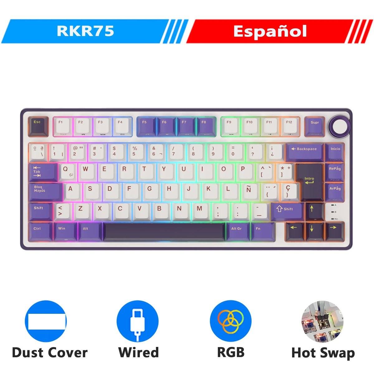 R75 RGB Hot-Swappable Gaming Keyboard