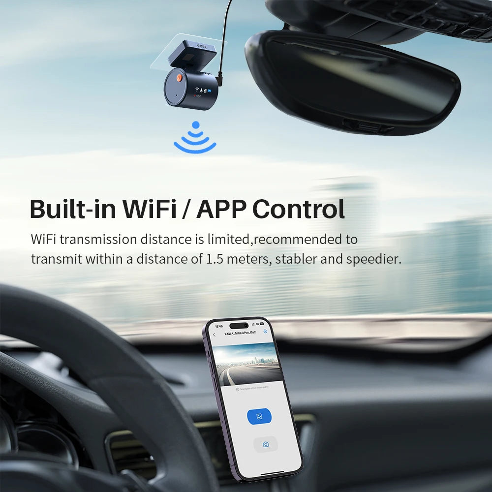 2K Mini 3-Camera Car Dash Cam with WiFi